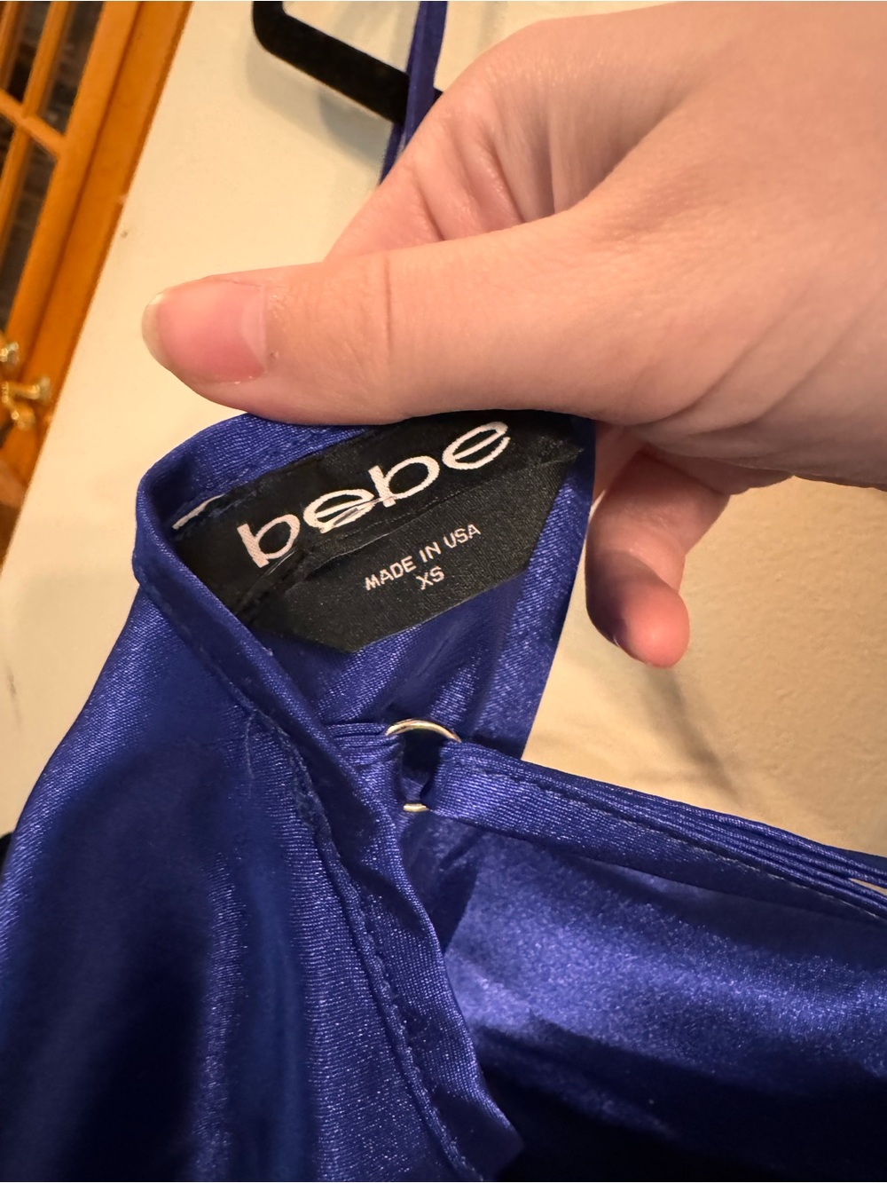 bebe Royal Blue Satin Cowl Midi Dress - Picture 4 of 5